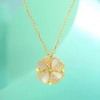 925 серебряный один таэль носить любовь сердце четырехлистный клевер ожерелье женский белый рябчик универсальный свитер любовь цепочка серебряные ювелирные изделия мода 925 Silver платиновый