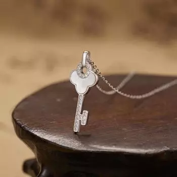 925 серебряный рябчик ключ ожерелье женский простой изысканный высокий смысл кулон интернет знаменитость ключица цепочка ювелирные изделия мода белого золота