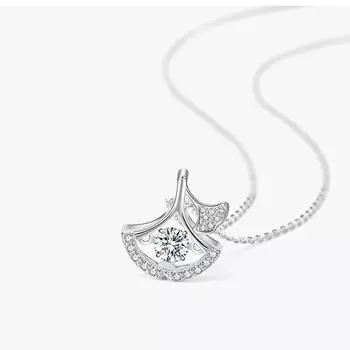925 Серебряный Sansheng Lucky Lucky Ginkgo Leaf Clavicle ожерелье Женский Корейский Стиль Ins Light Luxury Temperament Белый Простой 925