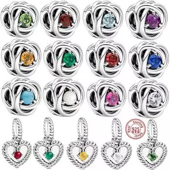 925 Серебряный Шарм 12 Месяцев День Рождения S925 Шарм Подвеска DIY Бусины для Оригинального Модного Браслета Ювелирные Изделия Ювелирные Изделия