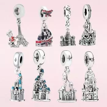 925 Серебряный Шарм Волшебный Эльф Замок Подвеска Подвеска Подходит Оригинальный Браслет Женские Ювелирные Изделия Подарок