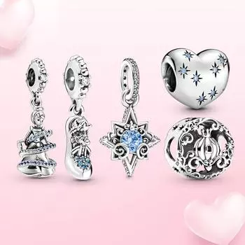 925 Серебряный Шарм Золушка Мечта Сердце Шарм Подвеска Принцессы Полночная Тыква Тележка Из Бисера Подходит Оригинальное Модное Ожерелье Для Женщин