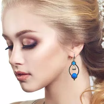 925 Серебряный Синий Лондон Топаз Стерлинг Драгоценный Камень Серьги Ювелирные Изделия