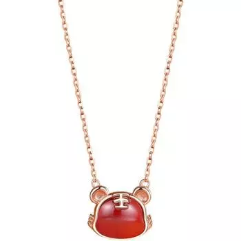 925 Серебряный Тигр Подвеска Ожерелье Женщины Высокое Качество Сердолик Ключицы Цепи Китайский Ветер Зодиака Животное Ожерелье Ювелирные Изделия Подарок 50CM