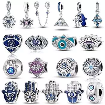 925 Серебряный защитный Хамса Хамса Рука Фатимы Марии Мириам Подвески подходят для модного браслета DIY Глаз Провидения Бусины