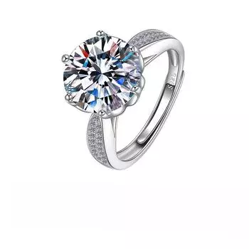 925 Silver 5 Carat Mozzarella Diamond Swivel Ring Female Starlight Queen Diamond Ring Fashion Open Ring Opening Adjustable