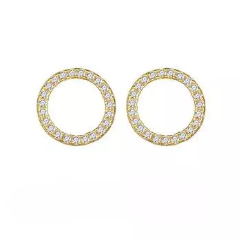 925 Silver Circle Diamond Stud Earrings High-End Sense Niche Round Earrings Simple And Small O Letter Earrings 925 Silver