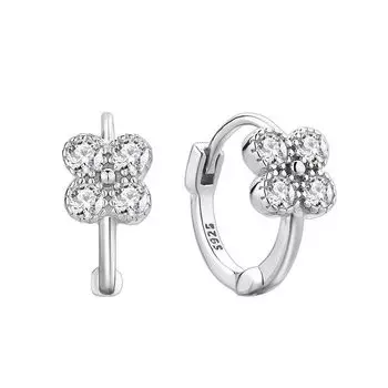 925 Silver Clover Earrings Stylish Simple Delicate Lucky Grass Ear Buckles Ins Flower Circle Earrings 925 Silver