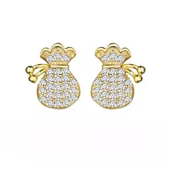 925 Silver Coin Bag Stud Earrings Temperament High-End Lucky Bag Earrings Ins Small And Exquisite Earrings 925 Silver