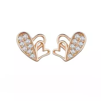 925 Silver Double-Layer Love Stud Earrings, Light Luxury Heart-To-Heart Earrings, Small And Exquisite Ins Earrings. 925 Silver