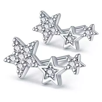 925 Silver Earrings Silver Star Shape Earrings Fine Jewelry For Women Gift