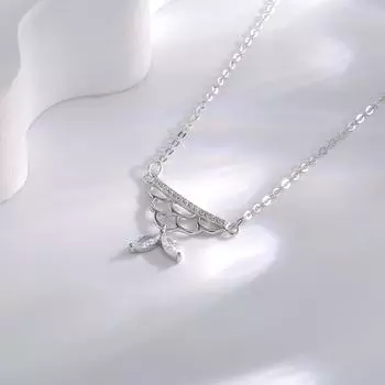 925 silver fishtail necklace women s new niche high-end sense collarbone chain design sense hollow pendant for girlfriends gift 925 Silver
