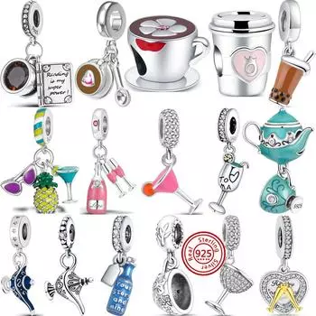 925 пробы серебряный муранское стекло чашка для чая и кофе чайник кубок подвески бусины подходят оригинальный браслет женские ювелирные изделия