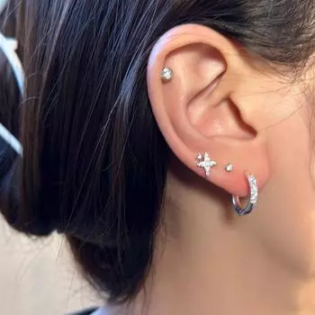 925 silver needle earrings, women s niche design sense, advanced and cold new flash diamond zircon earrings, exquisite and versatile 925 silver needles