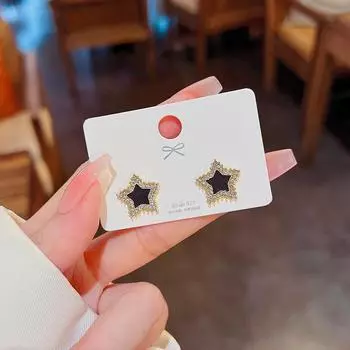 925 silver needle five-pointed star earrings female Joker temperament sweet star earrings new students simple earrings