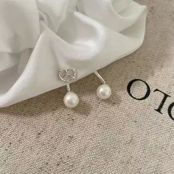 925 Silver Needle Love Alkaline Knot Earrings Women s Exquisite Sweet Wind Pearl Ears for Fashion and Advanced New Earrings 925 silver needles