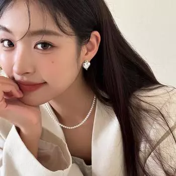 925 Silver Needle Love Stud Earrings Women s Light Luxury Mori Premium Rose Earrings Versatile Xiaoxiang New Earrings 925 silver needle