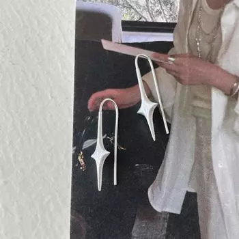 925 silver needle matte brushed star ear hook women s Korean niche high-end earrings light luxury fashion new earrings 925 silver needles