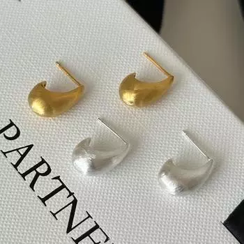 925 silver needle matte brushed stud earrings women s light luxury niche high-end cold water drop earrings autumn new products 8.3 925 silver needle