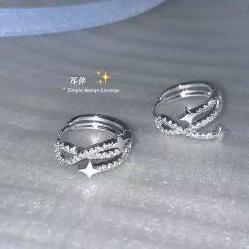 925 silver needle niche cross design earrings women s light luxury exquisite ins star zircon earrings new earrings 925 silver needle