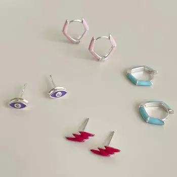 925 Silver Needle Sweet Pink Drip Glaze Rhombus Earrings Niche Unique Lightning Design Stud Earrings Premium Earrings 925 silver