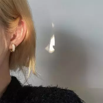 925 silver needles full of zircon circle ear buckles women s Korean version fashion light luxury high-end ins temperament niche ear jewelry 925 silver needle