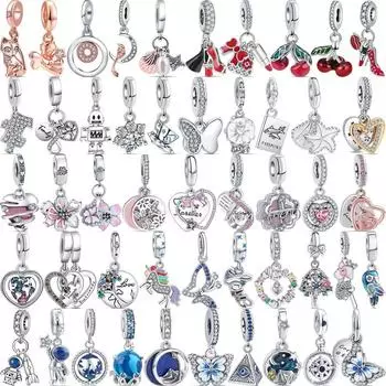 925 Серебряный пазл Eternal Family Paw Print Robot Double Ring Двухцветный кулон с бусинами подходит для оригинальных браслетов-подвесок ювелирных изделий