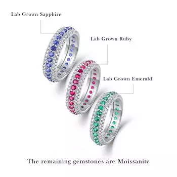 Кольцо из серебра 925 пробы Детское Не тускнеет Синтетический Цветной Драгоценный камень Муассанит Mei No. 5