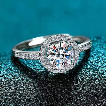 Круглое кольцо-сумка из серебра 925 пробы для женщин, предложение руки и сердца для подруг, кольцо с бриллиантами, покрытое 18-каратным белым золотом, имитация открытого кольца с четырьмя когтями opening adjustable