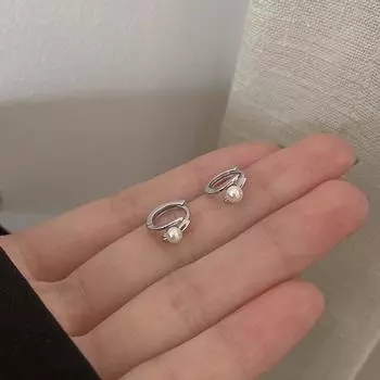 925 Silver Sleep-Friendly Pearl Earrings - Personalized Small Daily Wear Silver Pair