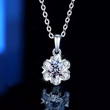 Ожерелье с подвеской в виде снежинки из стерлингового серебра 925 пробы с муассанитом в виде классического украшения 925