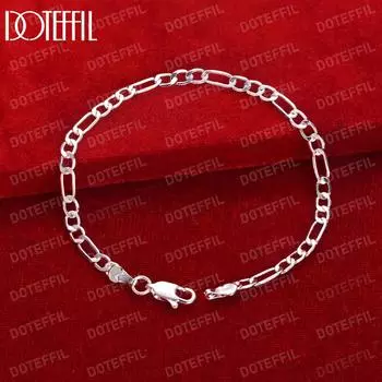 Браслет из стерлингового серебра 925 пробы с боковой цепочкой 4 мм, модные ювелирные изделия 20cm