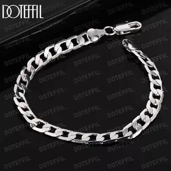 Свадебные украшения из стерлингового серебра 925 пробы, 6 мм, браслет с боковым креплением 20cm