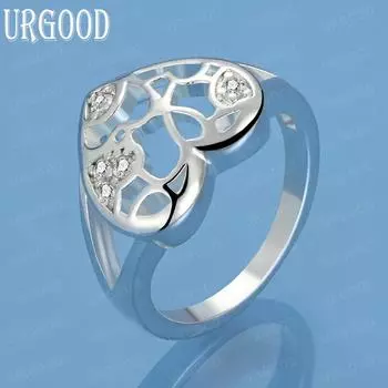 925 Sterling Silver AAA Zircon Heart-shaped Ring Fashion Charm Jewelry Wedding Jewelry 7#