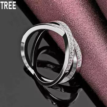 925 Sterling Silver AAA Zircon Letter X Ring Exquisite Charm Fashion Wedding Jewelry 7#