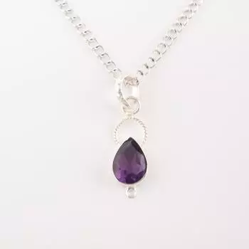 925 Sterling Silver Amethyst Teardrop Pendant Natural Gemstone Jewelry 1.40 PP-12-7