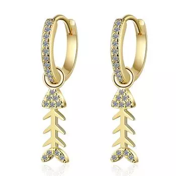 Серьги из стерлингового серебра 925 пробы с изображением животных, серьги-подвески в виде рыбок с мозаикой и фианитами для женщин золотой