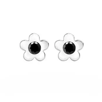 925 Sterling Silver Black Flower Stud Earrings Premium Mini Sunflower Earrings Niche Ins Wind Small Earrings 925 Silver