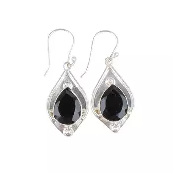 925 Sterling Silver Black Onyx Gemstone Jewelry Handmade Earrings 1.90 For Gift EE-35-13