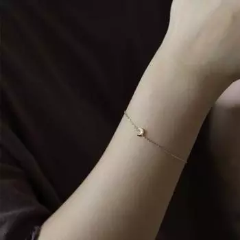 Браслет из стерлингового серебра 925 пробы, глянцевый маленький полумесяц, универсальный ультратонкий браслет для женщин 925