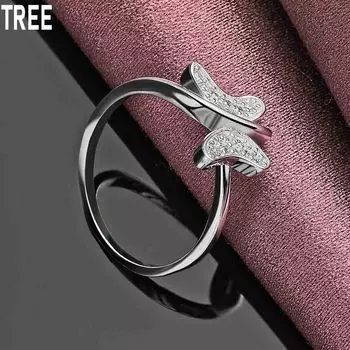 Кольцо с бабочкой из стерлингового серебра 925 пробы и цирконием класса ААА, изысканное модное свадебное украшение 7#