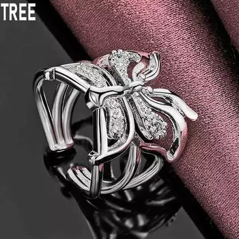 Кольцо с бабочкой из стерлингового серебра 925 пробы и цирконием класса ААА, изысканное модное свадебное украшение 5#-10#