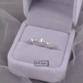 925 Sterling Silver Butterfly Rhinestone Open Ring Female Special-Interest Design Classy Ring 2025 New Accessories Lettering Dance butterfly ring + velvet box