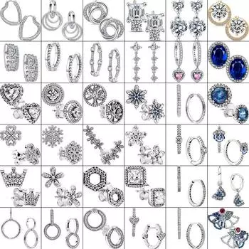 925 стерлингового серебра Шарм Двойной обруч Вечные Серьги Сердце Женская мода Подвеска Сверкающий Паве Серьги-гвоздики Подарки CHINA