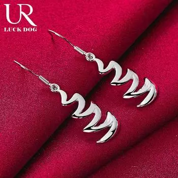 Подвеска в форме полумесяца из стерлингового серебра 925 пробы с серьгами для пирсинга. Модные свадебные украшения. 1.00*2.90cm