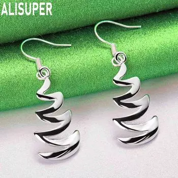 925 Sterling Silver Crescent Shaped Pendant with Piercing Earrings Fashion Charm Wedding Jewelry 1.00*2.90cm