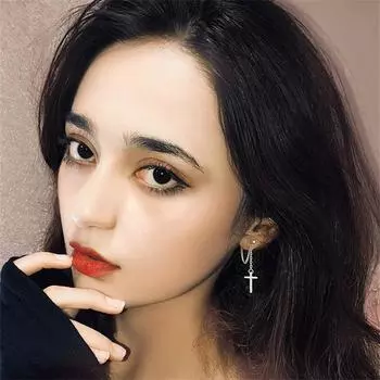 925 Sterling Silver Cross Stud Earrings for Women Party Jewelry Boucle D oreille Hypoallergenic Eh1034