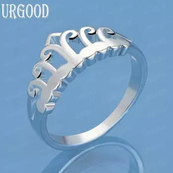 925 Sterling Silver Crown Ring Fashion Charm Wedding Jewelry 7#