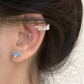 925 sterling silver cute cat claw stud earrings female mini niche ins high sense colorful opal earbone stud fashion 925 silver