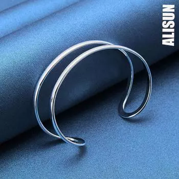 Браслет из двойного круглого провода из стерлингового серебра 925 пробы, модные свадебные украшения 62MM